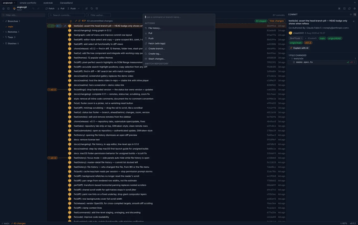 AngKorGit ⌘K command palette